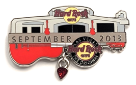 Hard Rock Cafe Las Vegas Sept 2013 Guitar Pin Dangle Red Glitter Heart C... - $13.99
