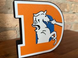 Denver Broncos Retro D Logo Sign NFL Football Vintage Tabletop Plaque Decor - $15.67