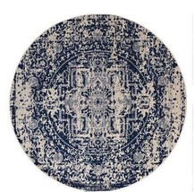 Vintage Collection-Lilith BLUE 94&quot; Round Rug 94 Diameter Stain-Resistant - £68.17 GBP