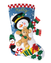 DIY Bucilla Best Friends Snowman Bear Christmas Holiday Felt Stocking Kit 89333E - £29.53 GBP