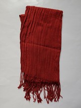 Womens Long Scarf Brown Fringe Cotton Wrap Shoulder Drape Shawl 66 x 22 - £14.59 GBP