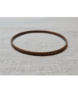 Vintage Gold Tone/Brown Slip On Bangle Bracelet 2 5/8&#39;&#39; Ridge Finish Rop... - $9.99