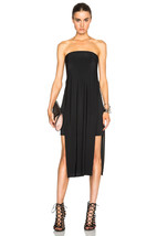 NWT Helmut Lang BLACK Faint Strapless Layered High Slit Dress 0 - £71.67 GBP