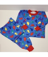 Vintage Carters Blue Colorful Cute Dinosaur Jammies Shirt and Pants 2T USA - $29.37 CAD