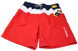 Speedo Men&#39;s 18&quot; Outseam Comfort Stretch Swim Shorts Red White &amp; Blue LARGE NWT - £18.48 GBP