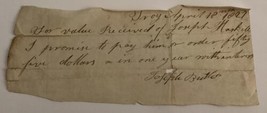 Handwritten Receipt Document ID Signed Joseph Butter Troy 1827 Antique G... - $27.01