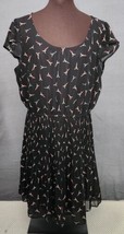 Elle Dress Women&#39;s Sz XL Paris France Eiffel Tower Pleated Black Red She... - $19.95