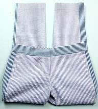 J Crew Womens Chino Straight Leg Pants Size 00P Purple White Pinstriped - $33.45