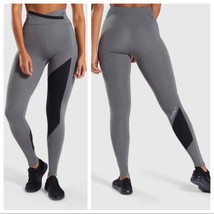 Gymshark Asymmetric Leggings Medium Womens Smokey Gray Black Pockets - £21.83 GBP