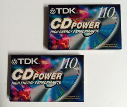 TDK CD Power 110 Minute Blank Audio Cassette Tape High Bias Lot (Qty 2) *Sealed* - £7.83 GBP