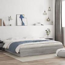 Modern Grey Sonoma Wooden Large Emperor Size Bed Frame Base With 6 Drawe... - $282.14