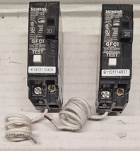 Lot Of 2 SIEMENS E82617 20 AMP 120 VOLT GROUND FAULT BOLT IN BREAKER GFCI - €41,18 EUR