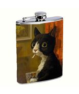 Smoking Cat Flask 8oz Stainless Steel Hip Drinking Whiskey - $308.31 MXN