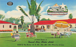 Phoenix Arizona Az~Desert Star Motor HOTEL-PATIO SCENE~1940s Vintage Postcard - £7.98 GBP