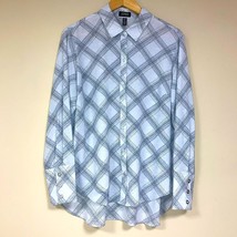 Gray Plaid Button Up Down Women&#39;s Large Dress Shirt Top Spring Western C... - $31.68