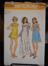 Simplicity 5030 Misses Nightgowns in 3 Lengths & Bloomers Pattern - Size M 12-14 - $12.86