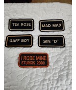 Embroidery Sew-On Patches.  Lot of 5.  MAD MAX, SIN &#39;D&#39;, TEA ROSE, GAFF BOY - $396.29 MXN