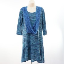 Justice Girls Knit Dress &amp; Infinity Scarf sz 18.5 Plus Blue Space-Dye 3/4 Sleeve - £14.21 GBP