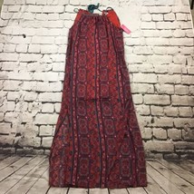 Xhilaration Womens Sz S Dress Red Printed Maxi Tropical Vaca Slits Sundress NWT - £14.24 GBP