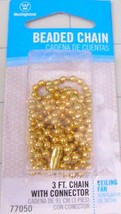 36&quot; Polished Brass PULL CHAIN beaded #6 Ball with connector WESTINGHOUSE... - £13.86 GBP