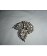 Vintage Estate Rhinestone Leaves Scarf Buckle Scarf Clip ornate - $15.99