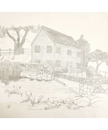 1960-70s Original Art Pencil Drawing Maine Farm House Mill OOAK Unsigned... - $68.37 CAD