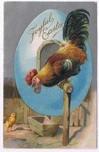 Easter Postcard Rooster &amp; Chick Giant Egg - £3.88 GBP