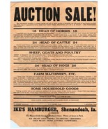 1893 Ike&#39;s Hamburger Advertising Gag Auction Sale 3 Digit Phone Number - $3,091.97 MXN