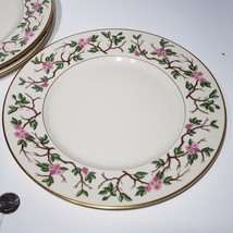 Set of 4 Franciscan China Woodside 10 5/8&quot; Dinner Plates Pink Flowers USA - $39.95