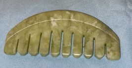 Comb Shape Crystal Stone Green Jade   3.25” W X 1.5” H X .25 Deep - $6.65