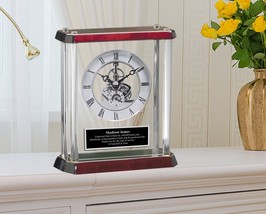 Etched Engraved Personalized Clock Silver Gear Mantel Gift Birthday Wedding Love - £116.37 GBP