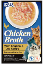 Inaba Chicken Broth with Chicken &amp; Tuna Recipe Side Dish for Cats - £3.14 GBP