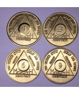 AA Alcoholics Anonymous Medallion Chip Set 30 90 180 1 3 6 9 Months Coin... - $9.49