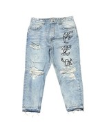 Zara Destroyed Distressed Graffitti Jeans 36 Baggy Loose Crop Womens Men... - $1,282.42 MXN