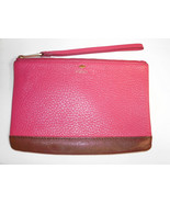 Fossil Leather Wristlet Fuchsia Bright Pink Flat Pouch 7 3/8 by 5 inches Gold - $23.00