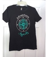 Woman&#39;s Next Level Black Graphic T-Shirt Size L  Adventure Awaits - €4,22 EUR