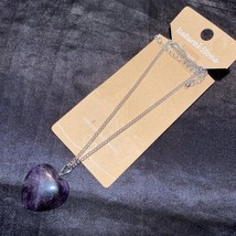 New with tag Amethyst Heart Pendant W/Silver tone metal chain necklace - £40.91 GBP