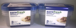 6ea 3.1 Cups/25 Fl Oz Ea Sure Fresh Dry/Cold/Freezer Food Containers 2.7... - £14.39 GBP