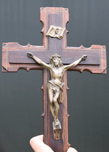 ⭐ antique French religious cross, crucifix ,carved wood⭐ - £46.19 GBP