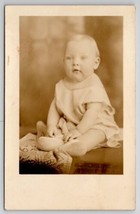 RPPC Cutie Baby Seated on Table For Photo Darling Face Postcard C21 - £4.75 GBP