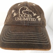 Ducks Unlimited Hat DU Leader Strap Back Adjustable Brown Oil Cloth Distressed - £11.64 GBP