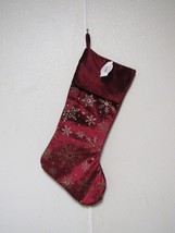 Maroon Velour Christmas Stocking Gold Sparkle Snowflakes 18&quot;X9&quot; by Holid... - $16.99