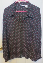 Elizabeth Liz Claiborne geometric long sleeve blouse size 18 polyester sheer - £15.73 GBP