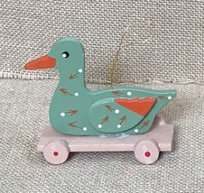 Vintage Russ Pull Toy Style Green Duck Ornament Christmas Holiday Cottag... - $6.93