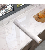 White/Gray Glossy Marble Contact Paper Wallpaper 23.6&quot;X197&quot; Peel and Sti... - $683.65 MXN
