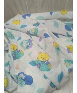 Vintage baby crib sheet woodland animals yellow bears purple raccoons gr... - £7.82 GBP