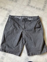 Eddie Bauer Legend Wash Slightly Curvy  Size 12 Gray Chino Shorts Flat F... - $26.93