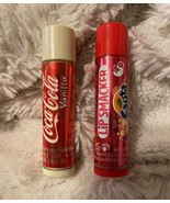 Lip Smackers STRAWBERRY FANTA &amp; COCA COLA VANILLA Flavored Lip Balm Chap... - £3.21 GBP