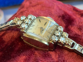 Vtg 14K White Gold Diamond Elgin Wrist Watch 19 Jewels 6.25&quot; Band *Running - $1,187.95