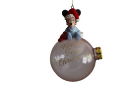 Disney Parks Baby&#39;s First Christmas Ornament - Mickey Mouse Pinkish Hue ... - £31.50 GBP